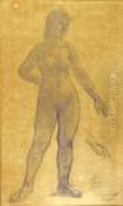 Stehender Weiblicher Akt Von Vorn In Ganzer Figur by Lovis (Franz Heinrich Louis) Corinth