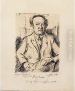 A Portrait Of Gerhart Hauptmann by Lovis (Franz Heinrich Louis) Corinth