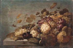 Grapes on a stone ledge