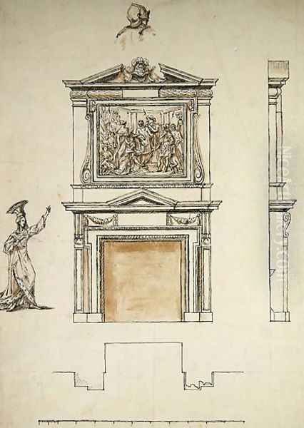 Design for Chimney Piece in the Hall at Stowe - view 1