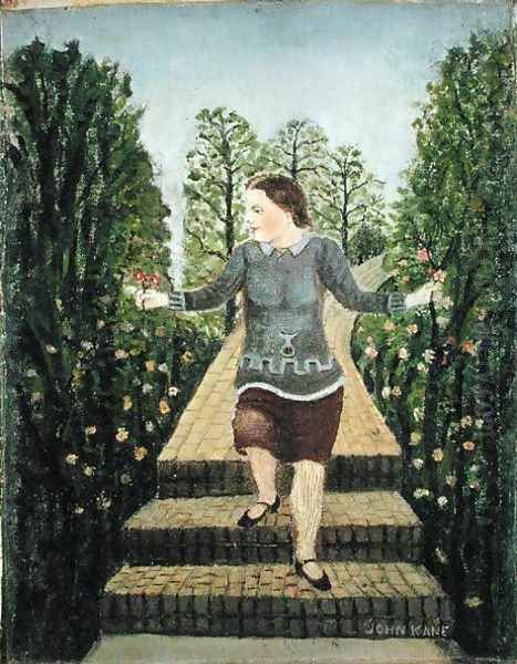 Girl Walking Down the Garden Steps - view 1