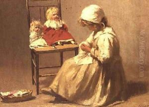 A Girl with her Dolls by Paul Knight