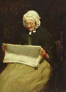 Old Woman Reading a Newspaper by Paul Knight