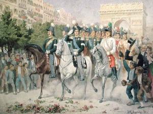 Russian and Allied forces Marching into Paris by Aleksei Danilovich Kivshenko