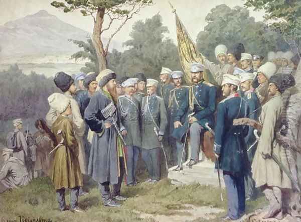 Caucasian Leader Shamil surrendering to Count Baryatinsky in 1859 - view 1