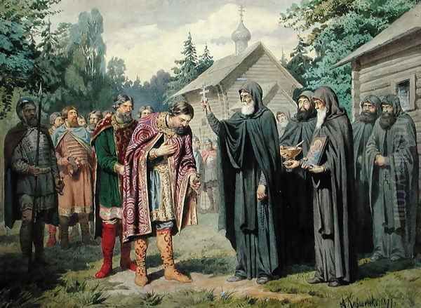 Duke Dimitry and St Sergy at Redonezh before Battle with Tartars - view 1