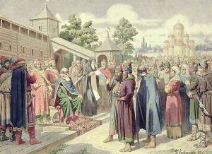 Reading of the Code in the Presence of Grand Duke Jaroslav of Novgorod by Aleksei Danilovich Kivshenko