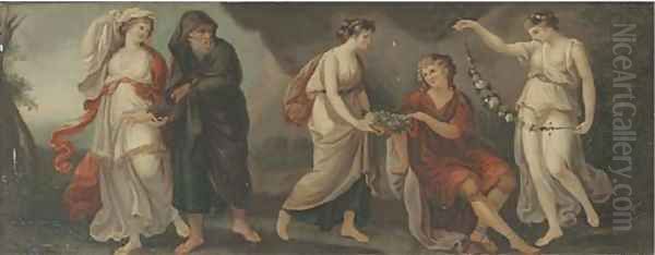 Telemachus and Mentor in Calypso's grotto - view 1