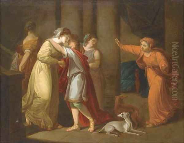 Classical figures in a bed chamber - view 1