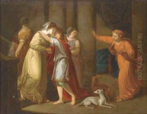 Classical figures in a bed chamber