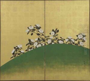 Camelias Edo period by Suzuki Kiitsu