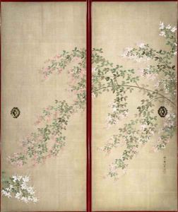 Moon with Hagi one of a pair of sliding doors 2 by Suzuki Kiitsu