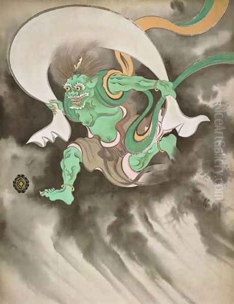 Sliding doors depicting a wind god Late Edo Period 2 - view 1