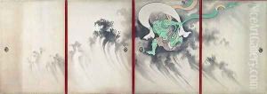 Sliding doors depicting a wind god Late Edo Period by Suzuki Kiitsu