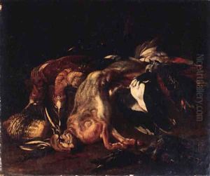 A dead hare and dead snipe by Jacob van der (Giacomo da Castello) Kerckhoven