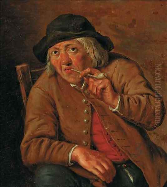 A peasant smoking in an interior - view 1