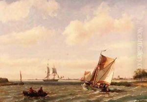 Fishing Boat in an Estuary by Johannes Hermann Barend Koekkoek