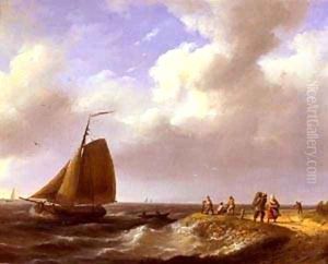 A fresh Breeze Off The Dutch Coast by Johannes Hermann Barend Koekkoek