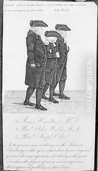 John Wesley walking in Edinburgh between James Hamilton MD and Joseph Cole - view 1