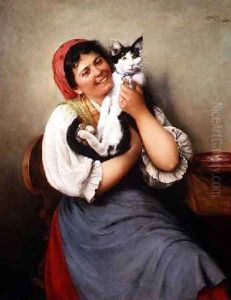 Her Favourite Cat by Ludwig Kohrl