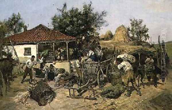 Peasants Loading a Cart - view 1