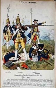 Prussian Grenadier Guards and Officers in 1745 by Richard Knoetel