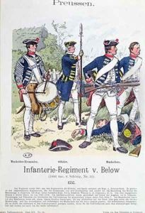 Soldiers from the Prussian Infantry Regiment von Below in 1757 by Richard Knoetel
