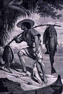 One of our Mojo Indians returning from fishing from The Amazon and Madeira Rivers by Franz Keller