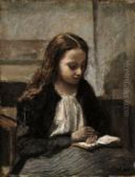Jeune Fille Assise Lisant, Les Cheveux Sur Les Epaules - view 1