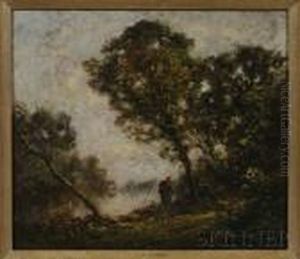 Figures By A Pond by Jean-Baptiste-Camille Corot