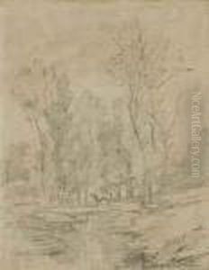 Vache Dans Un Paysage Avec Torrent by Jean-Baptiste-Camille Corot