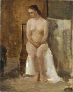 Nu Dans L'atelier by Jean-Baptiste-Camille Corot
