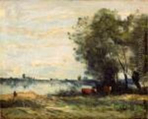 Bord De Riviere, Effet Du Matin by Jean-Baptiste-Camille Corot