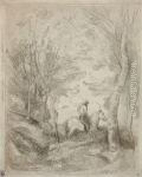 Rider In The Barbizon Forest - view 1