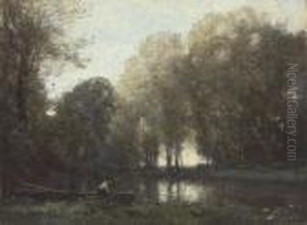 Pecheur Amarre Sur La Rive Verte - view 1