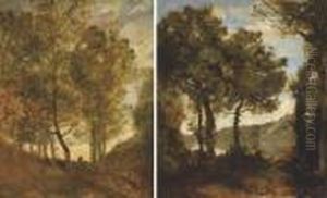 Matinee Au Bord D'un Lac; Coucher De Soleil Apres L'orage by Jean-Baptiste-Camille Corot