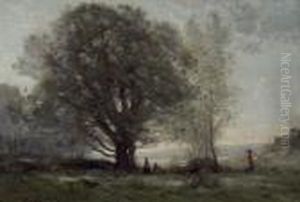 Les Chenes-verts Dans La Vallee by Jean-Baptiste-Camille Corot