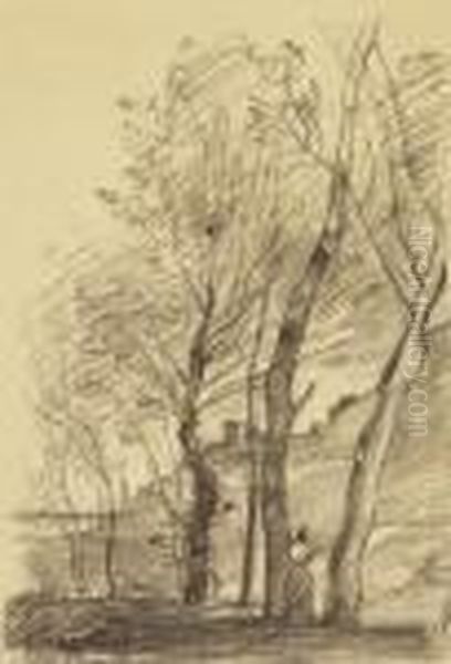 Landschaft Mit Frau Unter Hohen Baumen - view 1