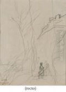 Personnages Entoures D'arbres by Jean-Baptiste-Camille Corot