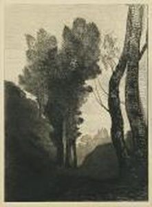 Environs De Rome. by Jean-Baptiste-Camille Corot