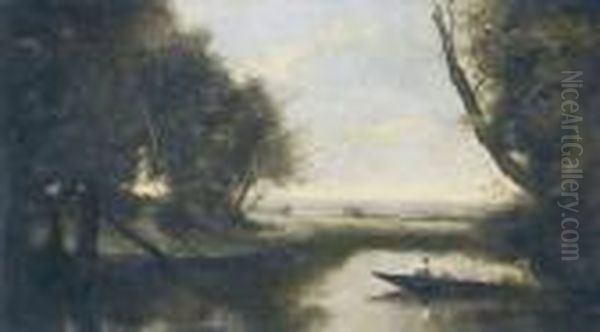Flusslandschaft Mit Boot. - view 1