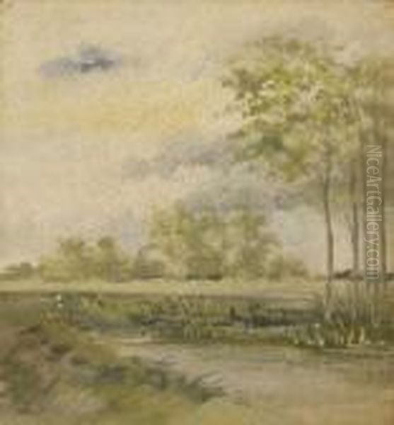 Woman Seated By A River - view 1