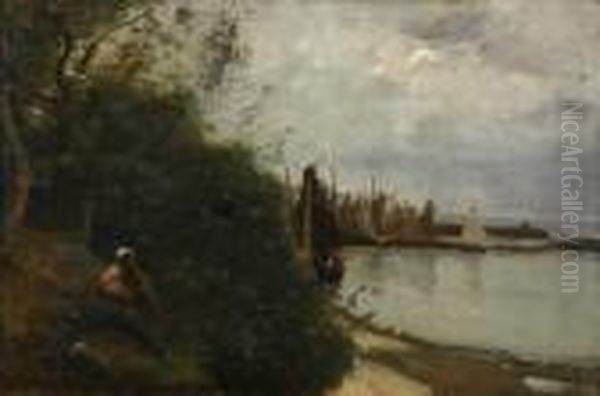 A Lady Under The Trees On The Seashore - view 1