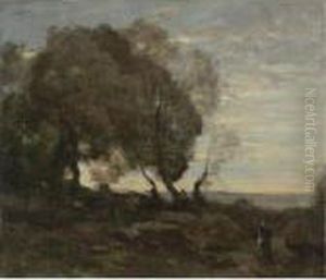 Arbres Tordus Sur Une Crete (soleil Couchant)