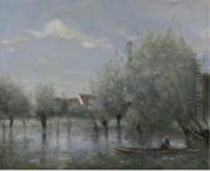 Inondation Dans Une Saulie by Jean-Baptiste-Camille Corot