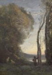 Berger Italien A Pied D'une Grand Arbre