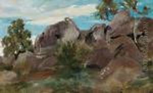 Le Rocce Di Fontainebleau by Jean-Baptiste-Camille Corot