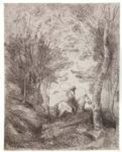 Le Grand Cavalier Sous Bois by Jean-Baptiste-Camille Corot