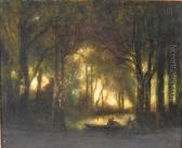 Boaters, Pond,trees - view 1