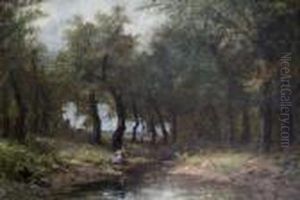 Figure By A Woodland Pool by Jean-Baptiste-Camille Corot